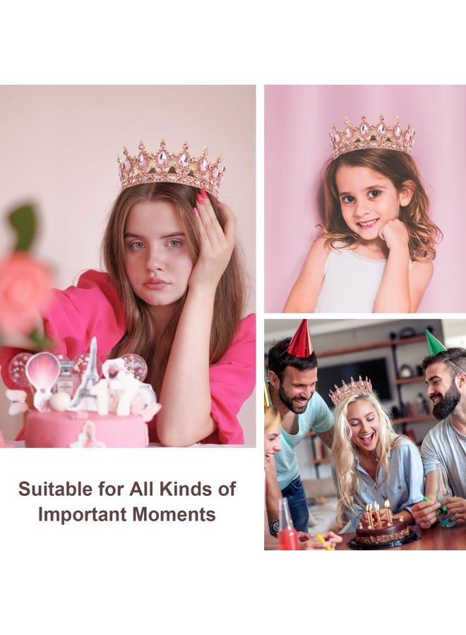 Cavetee Crystal Crowns for Women Full Round Queen Tiara for Women Bridal Wedding Prom Princess Birthday Decorations Birthday Crown Cake Topper, 12.5cm diameter, 5.2cm height - Image 5