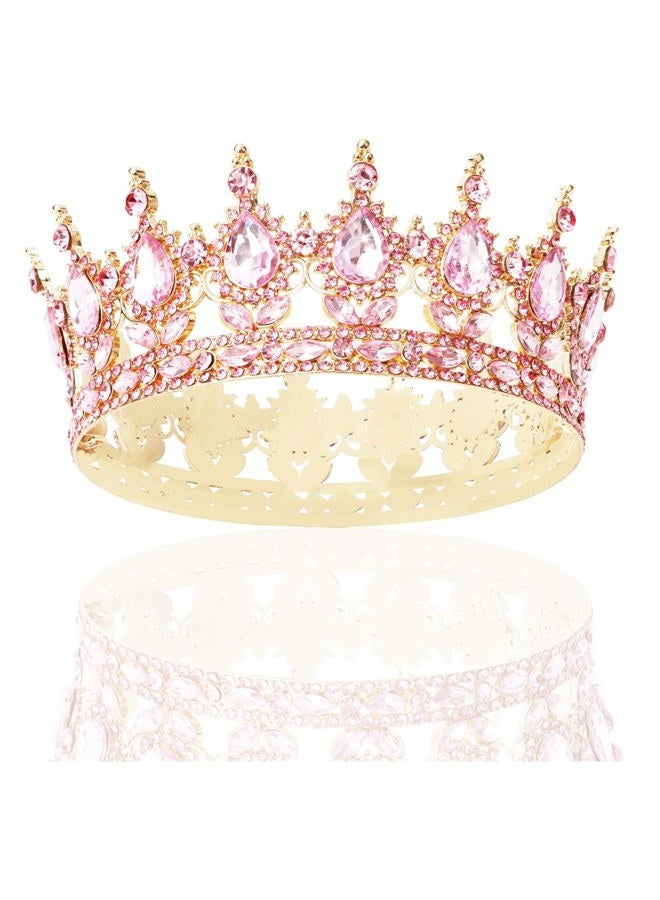 Cavetee Crystal Crowns for Women Full Round Queen Tiara for Women Bridal Wedding Prom Princess Birthday Decorations Birthday Crown Cake Topper, 12.5cm diameter, 5.2cm height - Image 1
