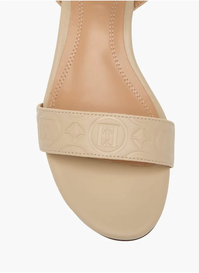 ايل Womens Embossed Monogram Slingback Block Heels With Buckle Strap Closure