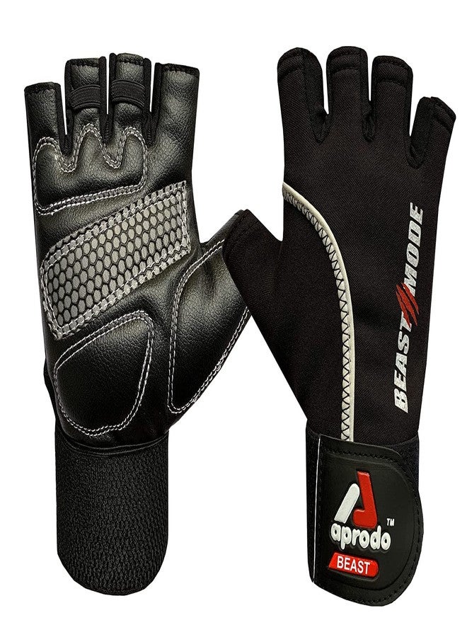 Aprodo Beast-Fitness Training and Workout Weight Lifting Gym Gloves, with Wrist Support, Unisex, Free Size (RED Black) - Image 1