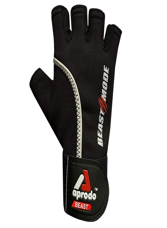 Aprodo Beast-Fitness Training and Workout Weight Lifting Gym Gloves, with Wrist Support, Unisex, Free Size (RED Black) - Image 5