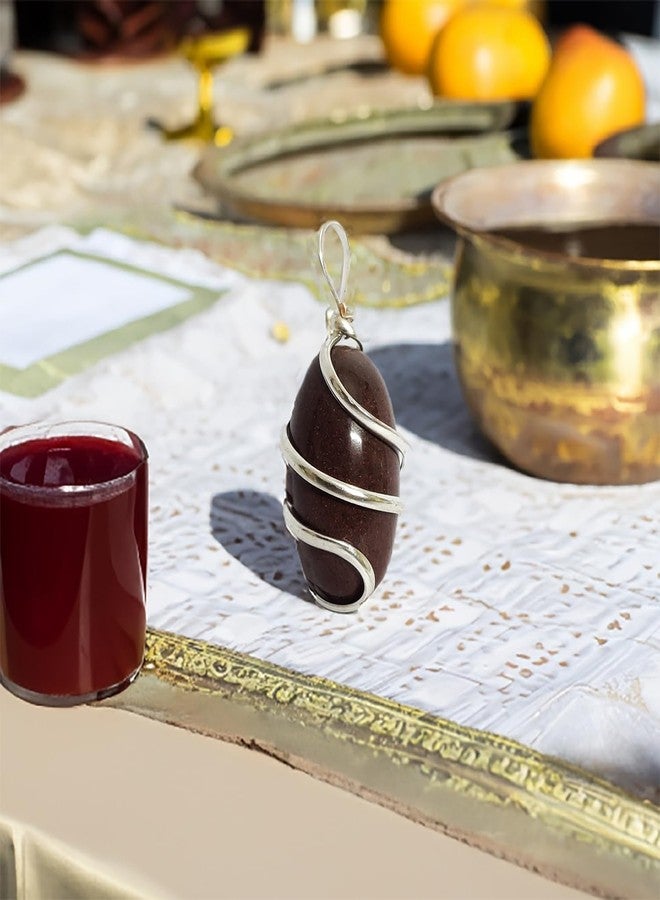 BITONA قلادة BITONA® الطبيعية من قطعة واحدة من حجر شاليجرام/ساليجرام للرجال أو النساء - Image 3
