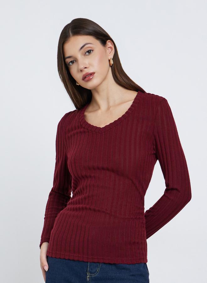 ستايلي بلوزة محبوكة بتفاصيل مُضلعة - Image 4