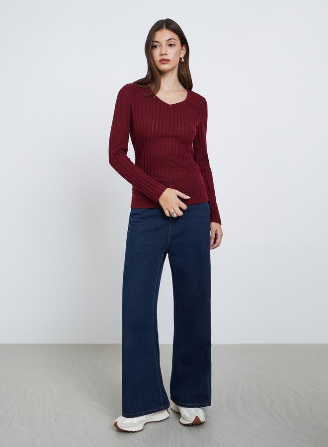 ستايلي بلوزة محبوكة بتفاصيل مُضلعة - Image 2