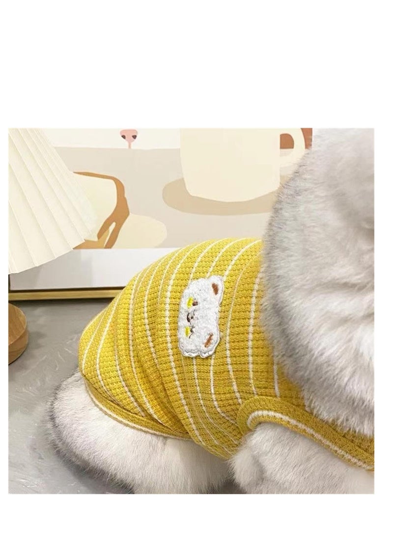 Dog Shirt Cute Dog Clothes for Girl Female Small Dogs Summer Puppy Clothes Tshirt Outfits Pet Clothes Dog Shirt Cat Clothes Breathable T-Shirt Outfit for Small Medium Dog Kitten Yellow S - Image 3