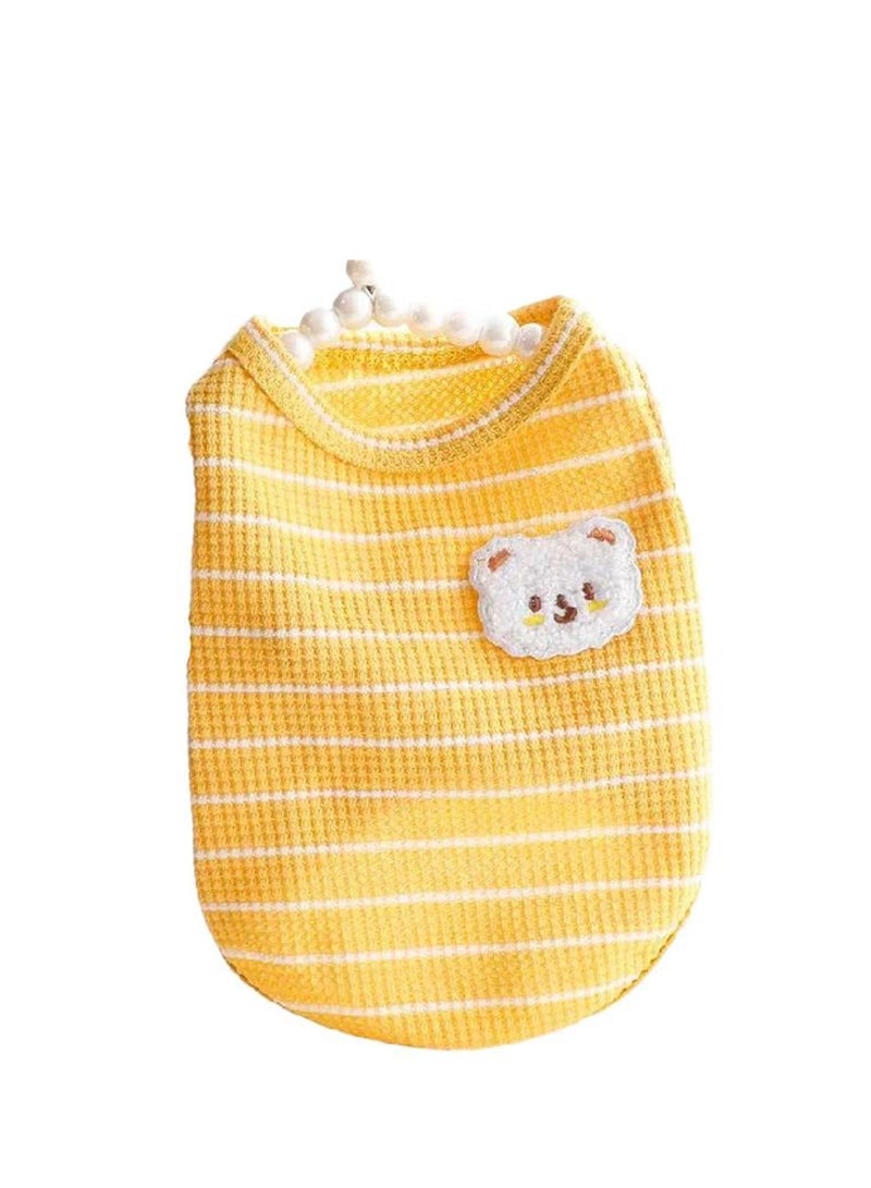 Dog Shirt Cute Dog Clothes for Girl Female Small Dogs Summer Puppy Clothes Tshirt Outfits Pet Clothes Dog Shirt Cat Clothes Breathable T-Shirt Outfit for Small Medium Dog Kitten Yellow S - Image 1