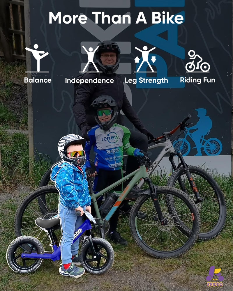 KRIDDO Toddler Balance Bike 2 Year Old Age 18 Months to 5 Years Old 12 Inch Push Bicycle with Customize Plate 3 Sets of Stickers Included Steady Balancing Gift Bike for 23 Boys Girls Blue - Image 3