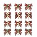 YBB 12 Pack Christmas Red Green Plaid Tree Bows, Linen Bowknot Wreath Bow with Jingle Bells for Christmas Garland Tree, - Image 2