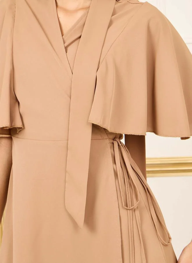 Styli Tie-Neck Flared Dress