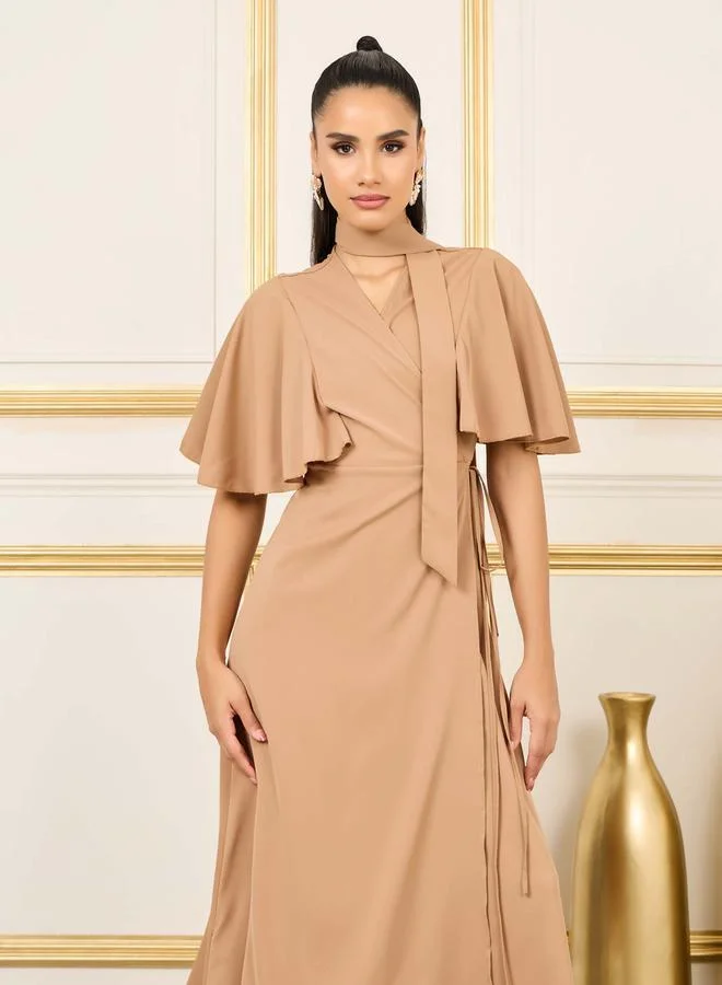 Styli Tie-Neck Flared Dress