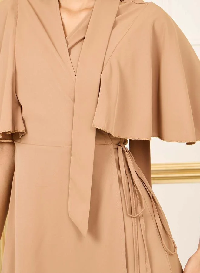 Styli Tie-Neck Flared Dress