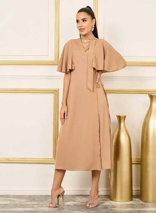 Styli Tie-Neck Flared Dress
