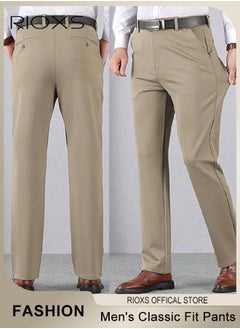 RIOXS Men's Classic Fit Pants, Trendy Straight Leg Pants, Casual Business Trousers with Pockets, Comfortable Stylish Solid Trousers, Suitable for Leisure and Outdoor Activities  - Image 2