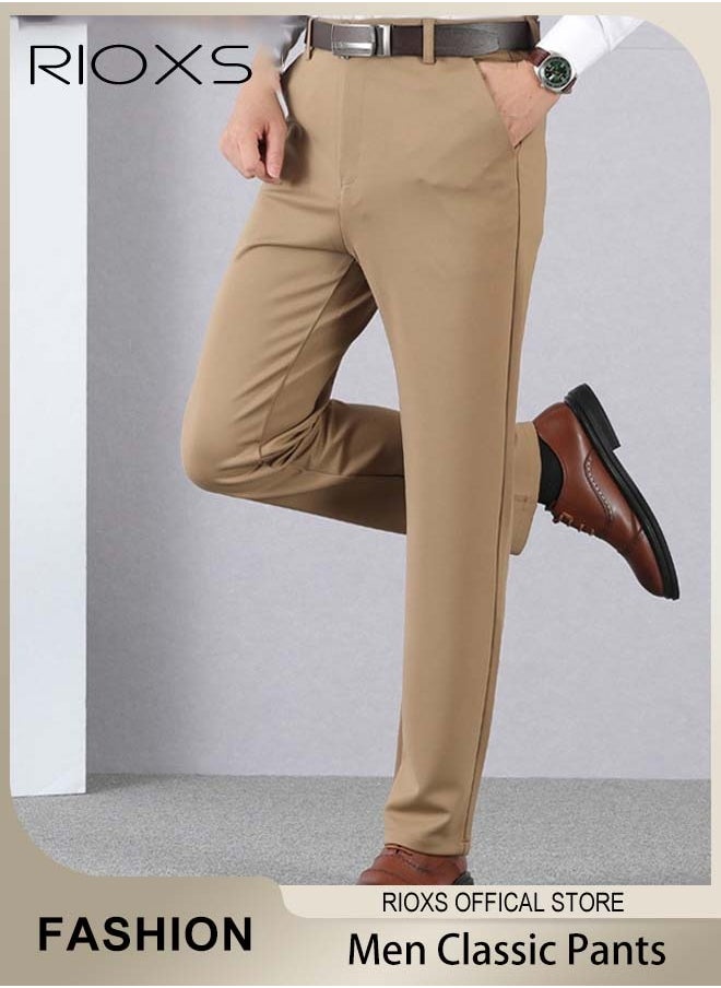 Men's Classic Fit Pants, Trendy Straight Leg Pants, Casual Business Trousers with Pockets, Comfortable Stylish Solid Trousers, Suitable for Leisure and Outdoor Activities - pzsku/Z7C2B6FA6E1D1ACA4DDBEZ/45/_/1726913920/83a96916-788a-46d3-965d-e751fb6d8879