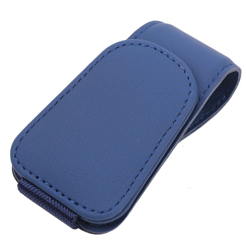 KanSmart Sunglass Holder for Car Visor Sunglasses Clip Magnetic Leather Glasses Eyeglass Holder Interior Car Accessories for Woman Man -Blue