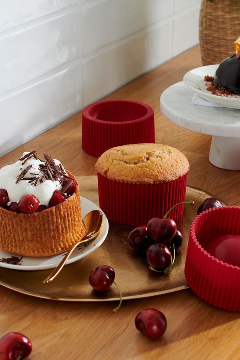 Tchibo 3 Pcs Silicone Dessert Molds, Dark Red - Image 1