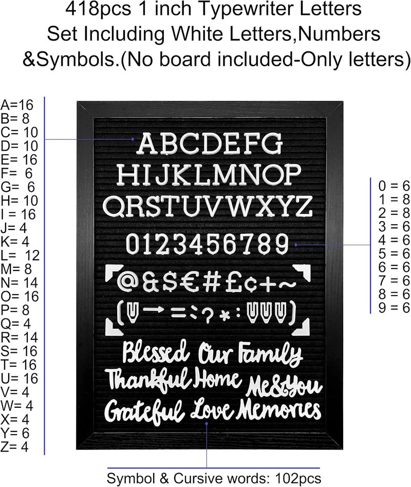 G GAMIT Felt Letter Board Letters Set - Pre-cut 418pcs Nonstandard 1inch White Typewriter Letters Only (No Board Included) - Image 3
