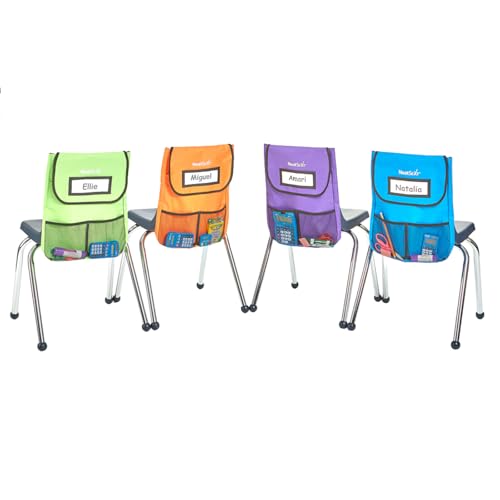 EAI Education NeatSeat Slide Classroom Chair Organizer Set of 4 Small  Assorted Colors - Image 1