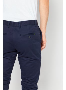 LACOSTE Men Slim Fit Solid Chino Pants, Navy  - Image 4