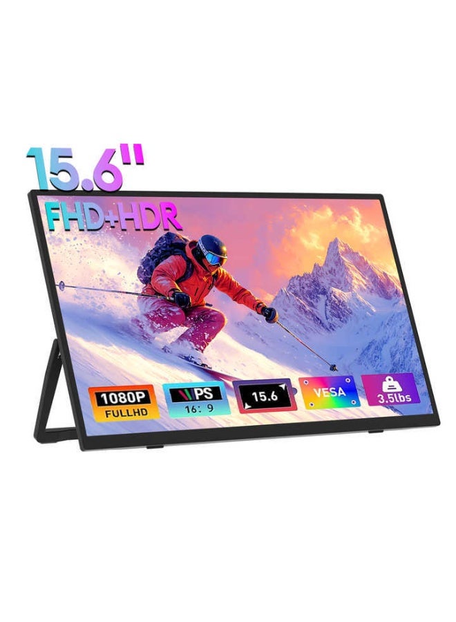 ZEUSLAP 15.6" FHD 100%sRGB 300Nits Ultra thin Back Stand Design Portable Monitor for Phone Gaming Laptop - Image 1
