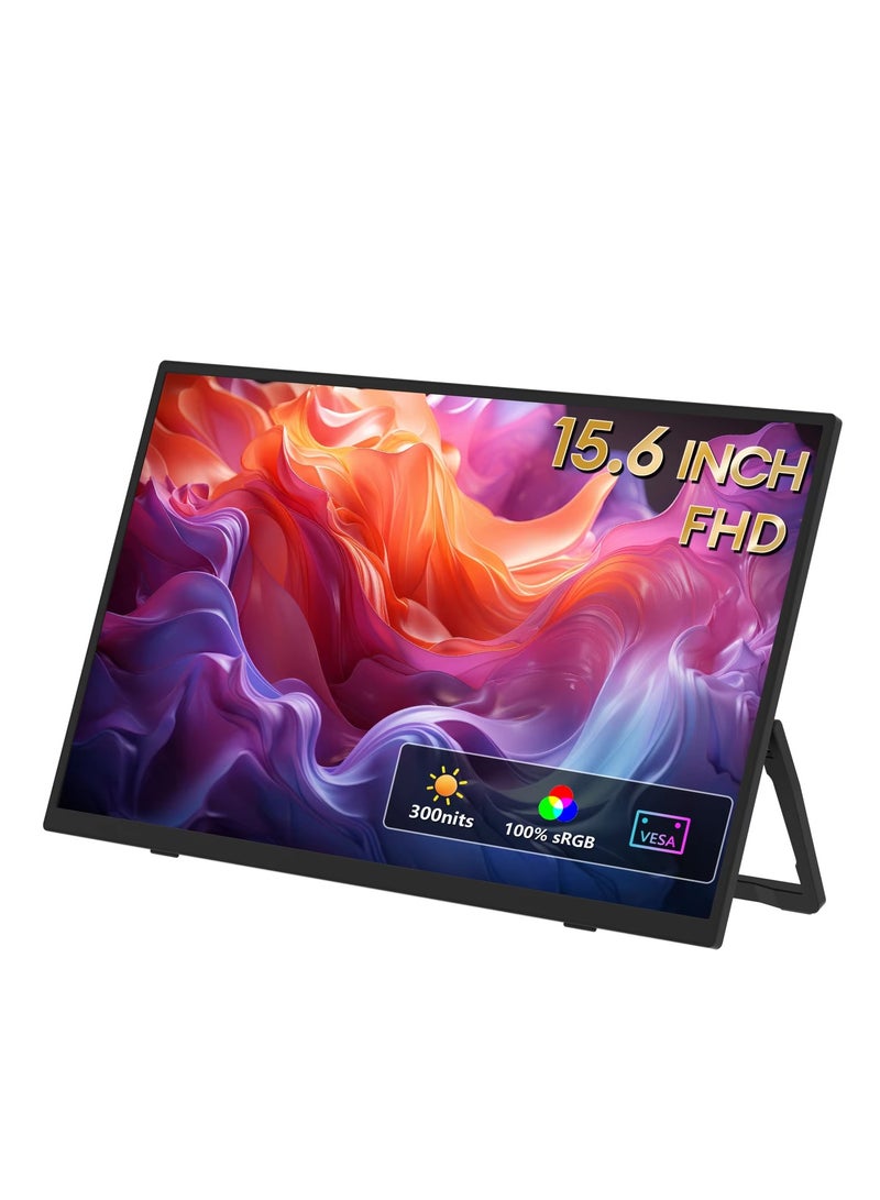 ZEUSLAP 15.6" FHD 100%sRGB 300Nits Ultra thin Back Stand Design Portable Monitor for Phone Gaming Laptop - Image 2