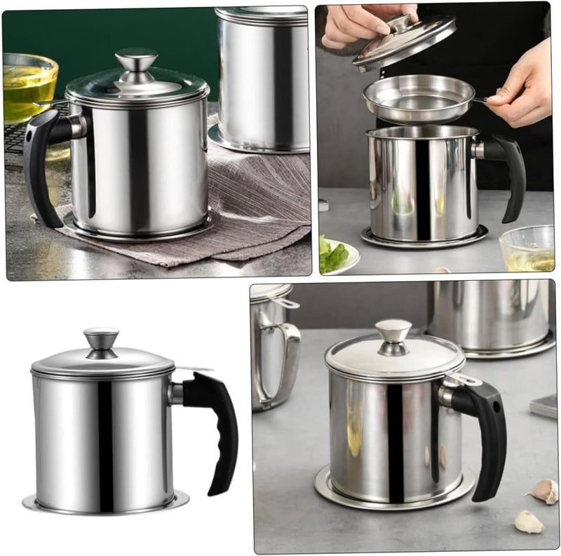 Hatanu Mall Stainless Steel Oil Filter Pot with AntiScald Tray Oil Storage Strainer 15L Medium Size - Image 2