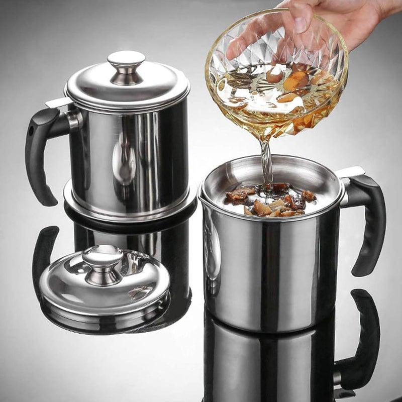 Hatanu Mall Stainless Steel Oil Filter Pot with AntiScald Tray Oil Storage Strainer 15L Medium Size - Image 3