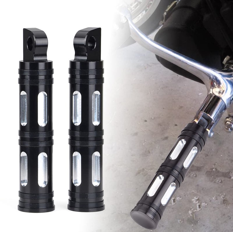 Goldfire 1 Pair Motorcycle Foot Pegs CNC Cut Male Front Rear Foot Pegs Foot Rests Motorcycle Passenger Pedals Compatible with Harley Sportster Dyna Road King Black