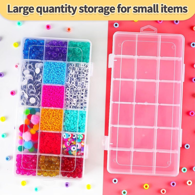 IOOLEEM 18 Grids Adjustable Dividers Plastic Bead Organizer Box, Organizer Container Storage Box, Dividers for bead arts and crafts.(2 Pack) - Image 4