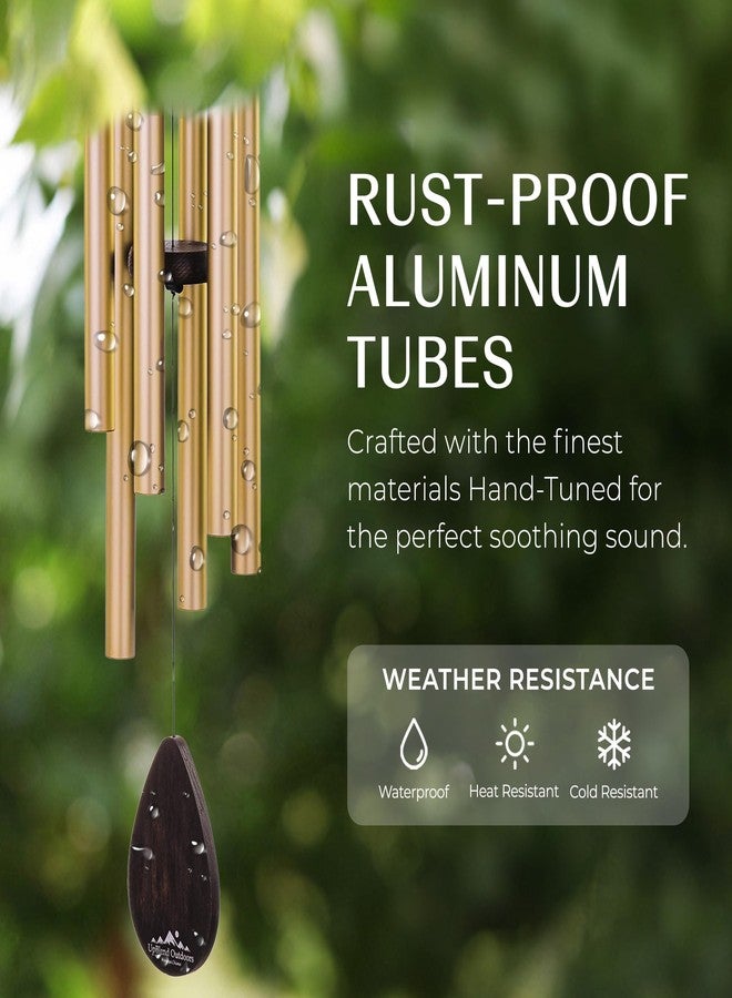 UpBlend Outdoors Gold Wind Chimes for Outside Deep Tone, 28 Inch Havasu Hand Tuned E Major Wind Chime, Adjustable Clapper, Aluminum Beech Wood Garden Patio Porch Decor, Memorial Housewarming Gift - Image 3