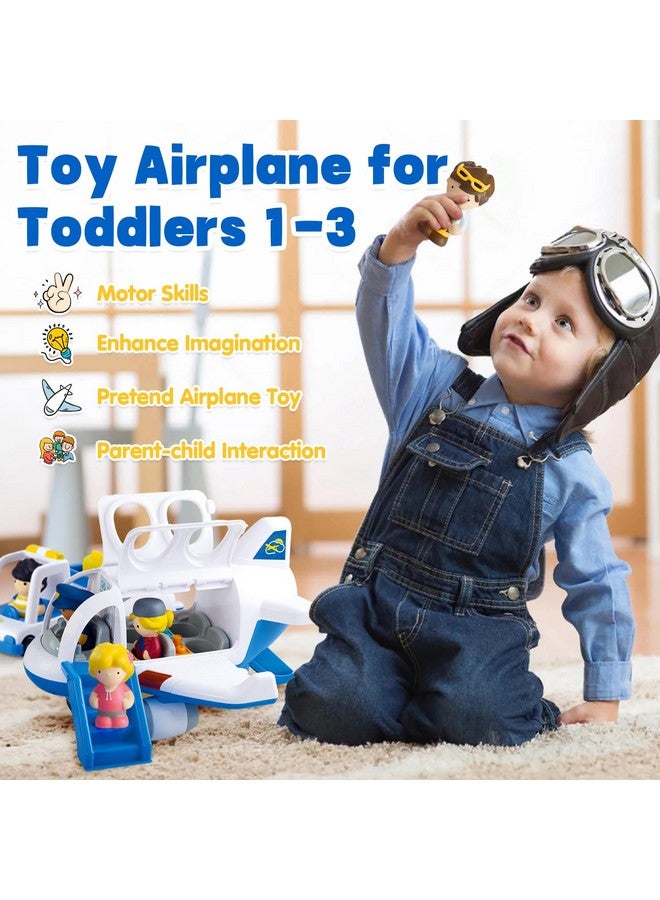 PLAY Airplane Toy for Kids - Toddler Airplane Toys Travel Plane Toys for Kids 2+ Years Old with Small Figures & Baggage Carrier, Musical Toy Airplane with Lights for Boys Girls Gifts Birthday (Blue) - Image 2