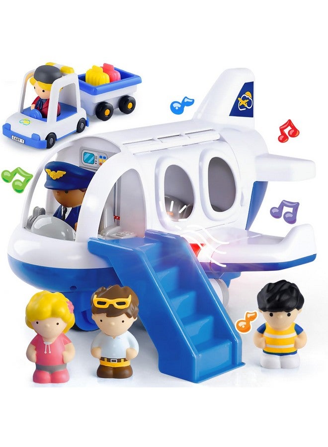 PLAY Airplane Toy for Kids - Toddler Airplane Toys Travel Plane Toys for Kids 2+ Years Old with Small Figures & Baggage Carrier, Musical Toy Airplane with Lights for Boys Girls Gifts Birthday (Blue) - Image 1