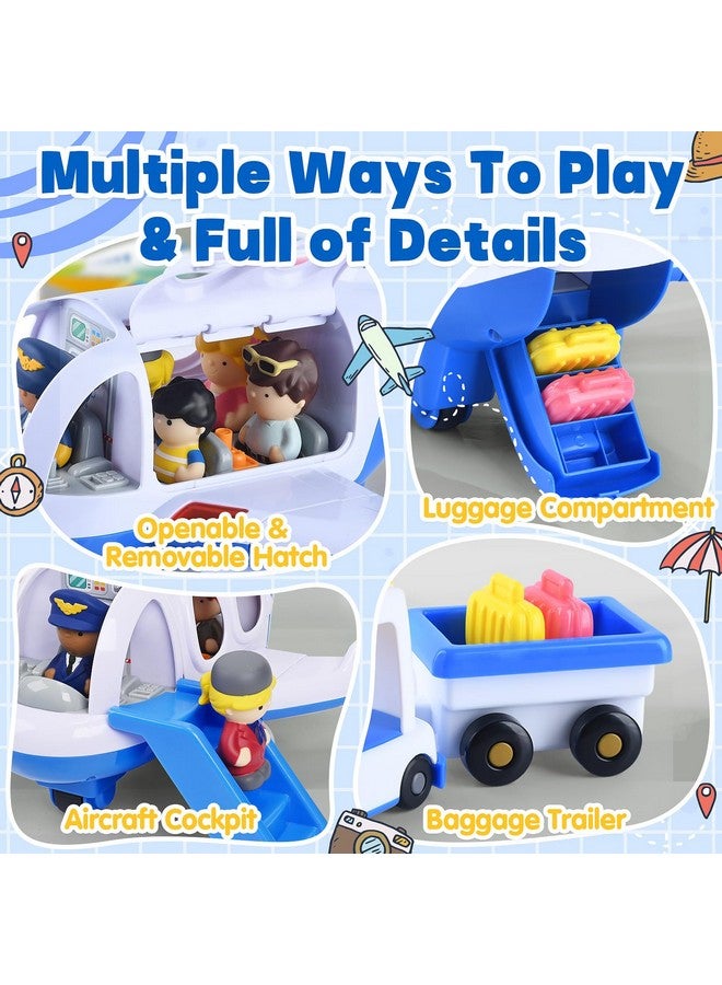 PLAY Airplane Toy for Kids - Toddler Airplane Toys Travel Plane Toys for Kids 2+ Years Old with Small Figures & Baggage Carrier, Musical Toy Airplane with Lights for Boys Girls Gifts Birthday (Blue) - Image 3