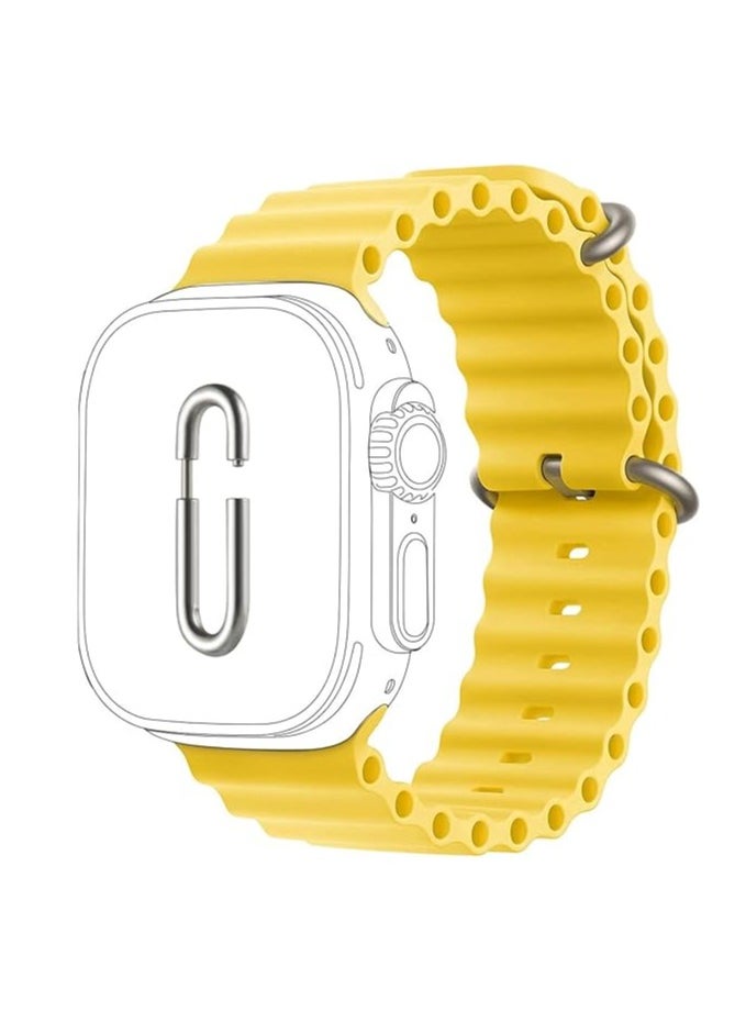 ten.tech - Ten Tech Silicone Band for Apple Watch Ultra/Ultra 2 49mm 45mm 44mm 42mm, Waterproof Soft Silicone Sports Band for iWatch Ultra SE 8/7/6/5/4/3/2/1, yellow - Image 1