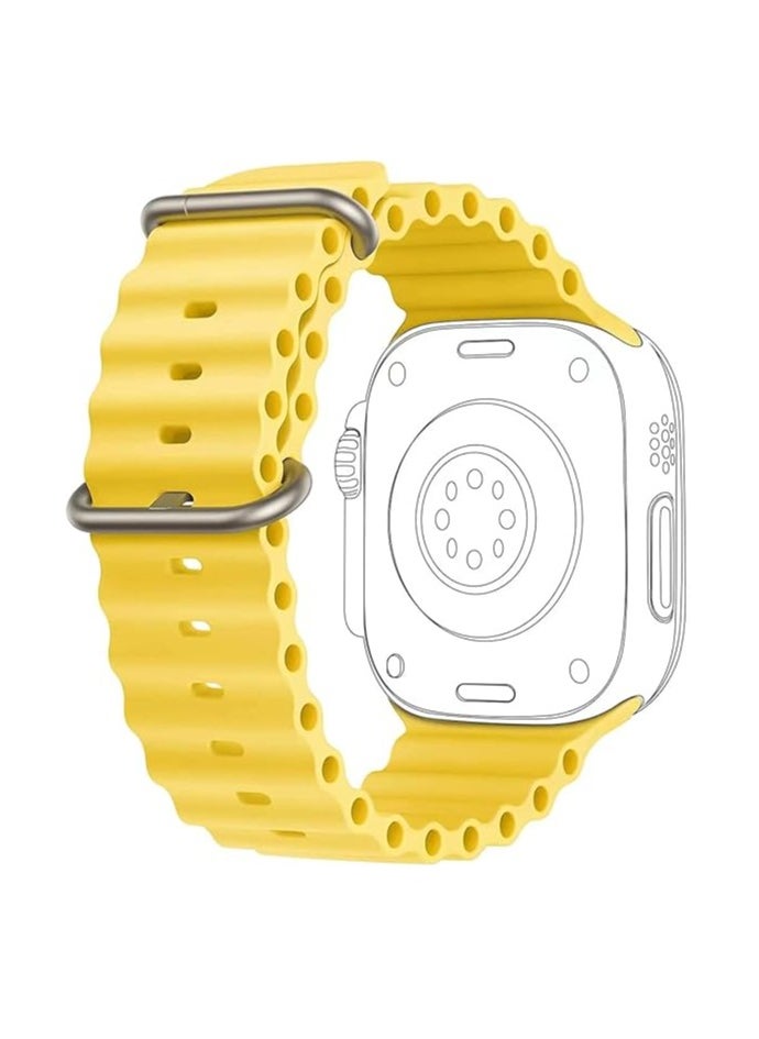 ten.tech - Ten Tech Silicone Band for Apple Watch Ultra/Ultra 2 49mm 45mm 44mm 42mm, Waterproof Soft Silicone Sports Band for iWatch Ultra SE 8/7/6/5/4/3/2/1, yellow - Image 1