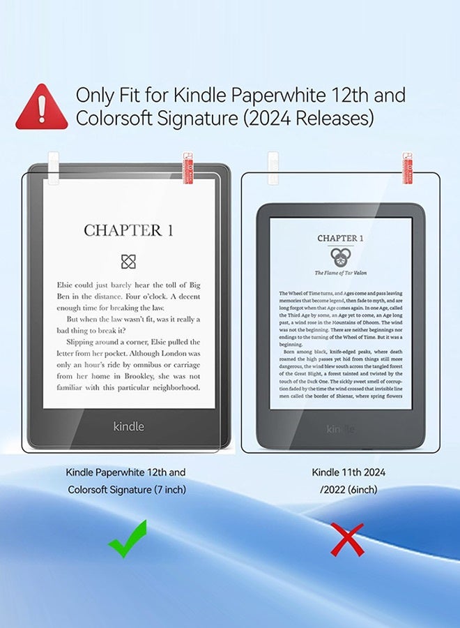 Tersely [2 Pack] Anti-Glare (Matte) Screen Protector for 7" Kindle Paperwhite 12th Gen 2024 or Kindle Paperwhite Signature Edition 7 inch 2024 Released, Premium PET Protective Film, Full-Coverage - Image 3