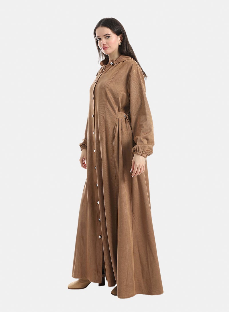 Red Circle Hooded Velvet Abaya - Image 2