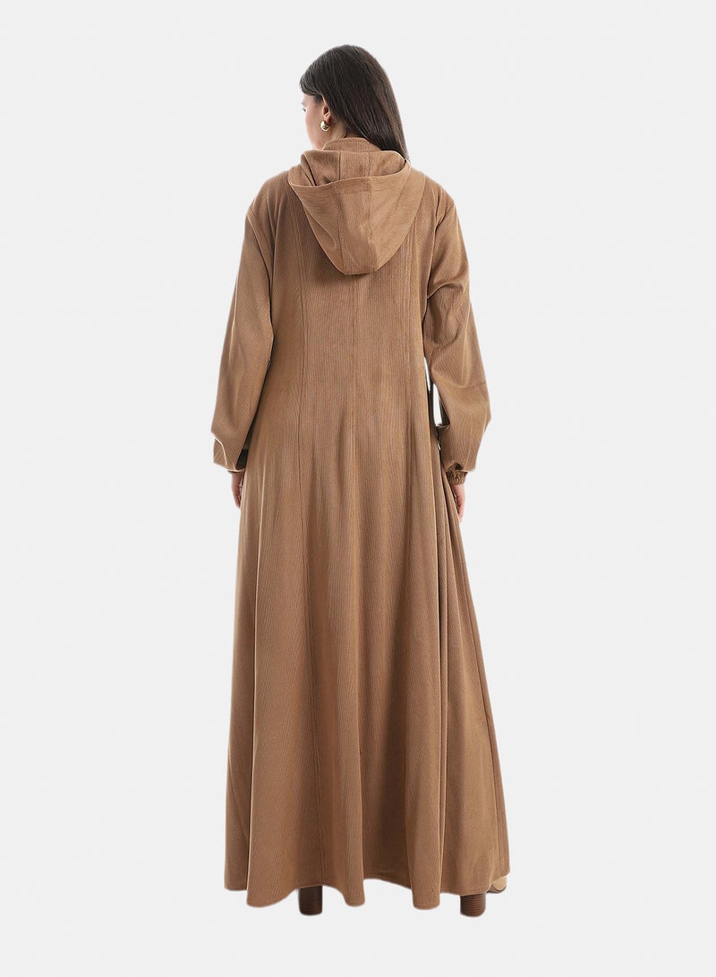 Red Circle Hooded Velvet Abaya - Image 3
