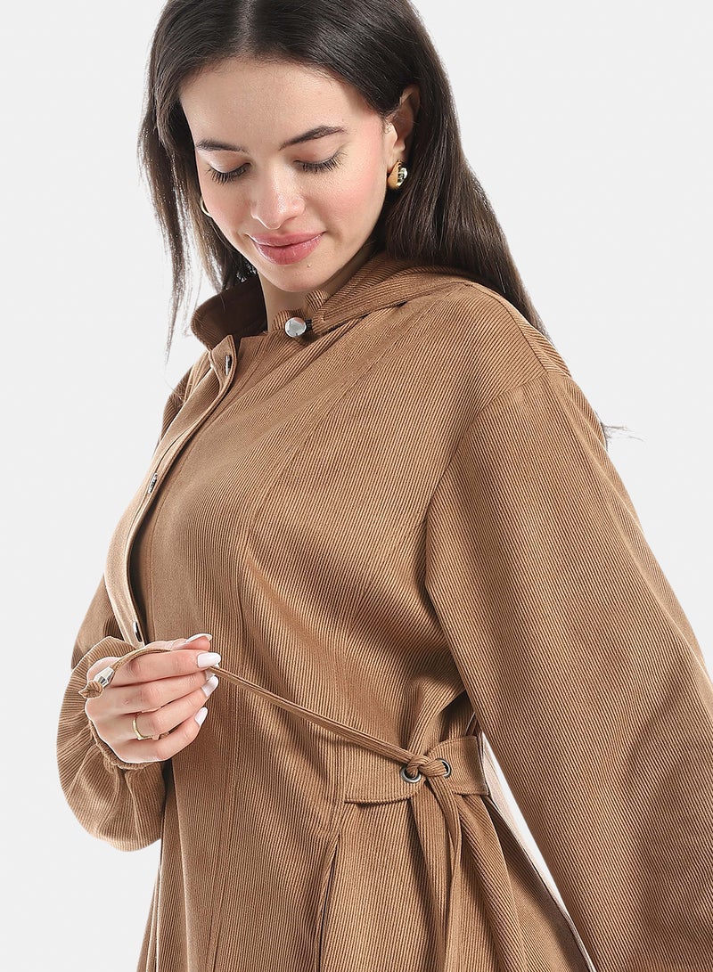 Red Circle Hooded Velvet Abaya - Image 4