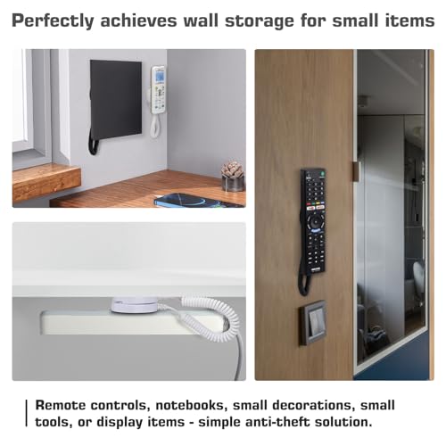 WALLFID 2-Pack Magnetic Remote Control Holders with Spring Ropes - Safely Secure Remotes & Small Items, Wall-Mount with Adhesive, Anti-Loss, Rapid Adsorption, Extendable Spring (Black 43 inch, 2 Pack) - Image 5