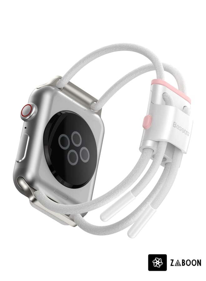 Zaboon Baseus Lets Go Double Hollow Lockble Rope Strap  for Apple Watch Series 5 & 4 40mm / 3 38mm (White Pink) - Image 2