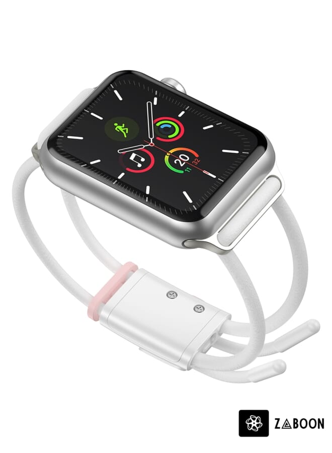 Zaboon Baseus Lets Go Double Hollow Lockble Rope Strap  for Apple Watch Series 5 & 4 40mm / 3 38mm (White Pink) - Image 1