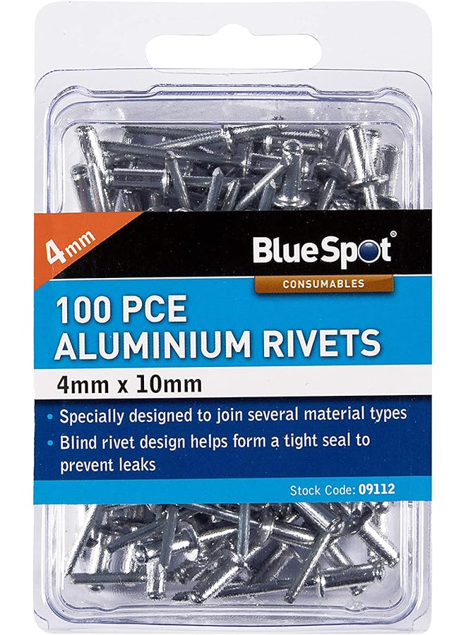 Blue Spot Tools 09112 4Mm X 10Mm 100 Piece Rivets