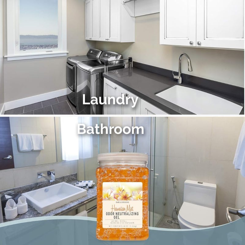 Smells Begone 48 oz Odor Eliminator Gel Refill - Air Freshener - Absorbs & Eliminates Odors in Bathrooms, Basements, Cars, Boats, RVs & Pet Areas - Made with Essential Oils - Hawaiian Mist Scent - Image 2