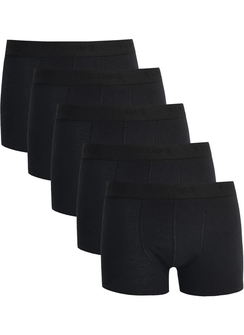 Tudors Men's 5-Pack Cotton Lycra Flexible Fabric Black Boxer