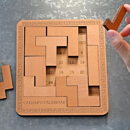 Project Genius Caesar's Calendar Wood Puzzle-A-Day Challenge, 365+ Solutions, Brainteaser Gift for Adults and Kids 8+, True Genius Office Desk Calendar Inspired by Roman Artifact - Image 5