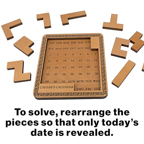 Project Genius Caesar's Calendar Wood Puzzle-A-Day Challenge, 365+ Solutions, Brainteaser Gift for Adults and Kids 8+, True Genius Office Desk Calendar Inspired by Roman Artifact - Image 4