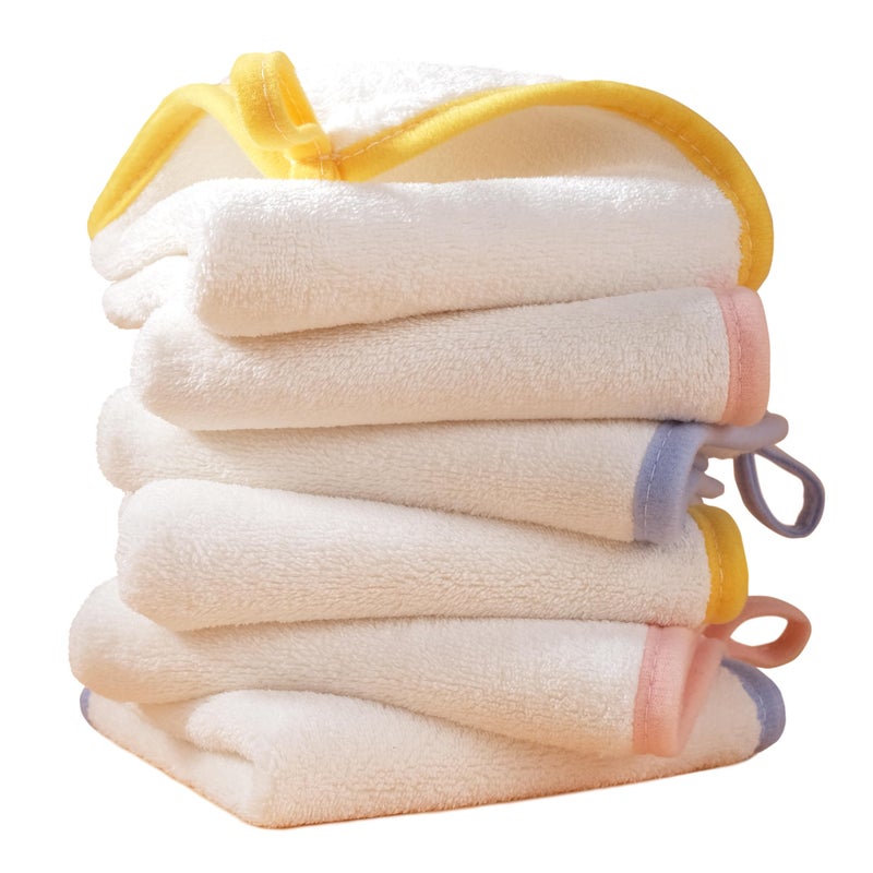 POLYTE Hypoallergenic Gentle Microfiber Baby Washcloth, 10 x 10 in, 6 Pack (White) - Image 1