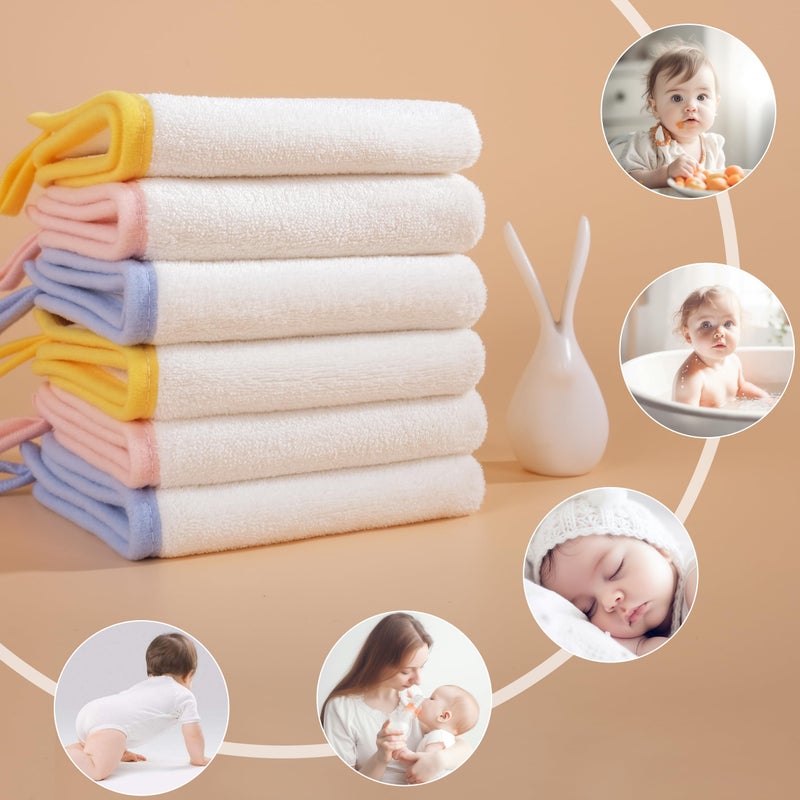 POLYTE Hypoallergenic Gentle Microfiber Baby Washcloth, 10 x 10 in, 6 Pack (White) - Image 2