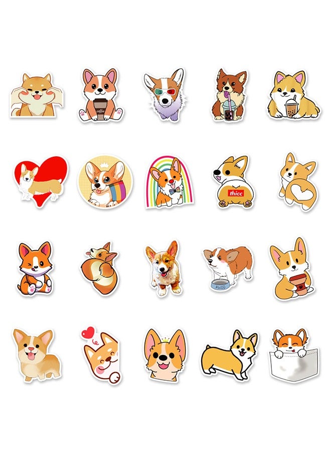 50 PCS Cute Corgi Dog Cartoon Anime Stickers, PVC Waterproof Scratch Proof Reuse Stickers for Water Bottles Laptop Skateboard Bike Phone Guitar Luggage Stickers - Image 5